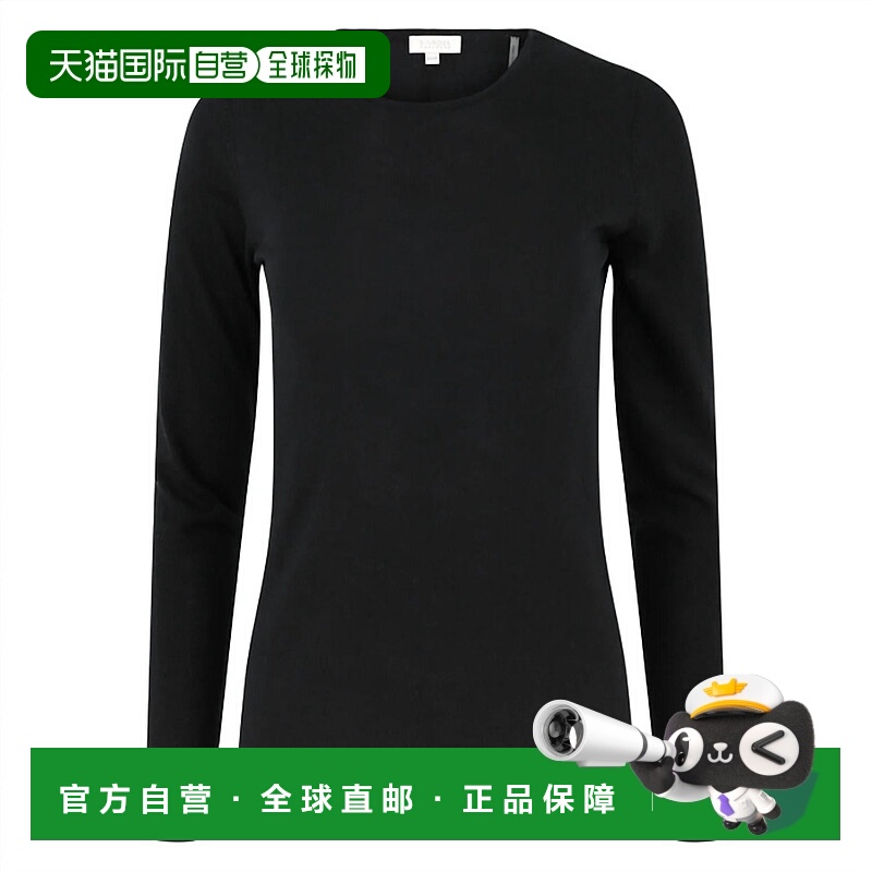 自营kinross cashmereWomen's Long Sleeve Crewneck Top In Blac