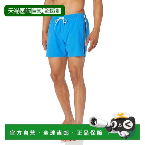 自营 HUGO BOSS 男式标准标志性条纹泳裤 Pitstop 蓝色 - 蓝色 美