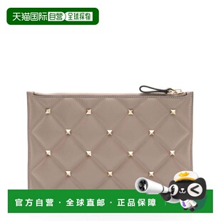 自营Valentino Lambskin Candystud Small Zip Pouch - beige 美