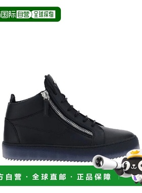 自营Giuseppe Zanotti Calfskin High Top Men's Sneakers - blac