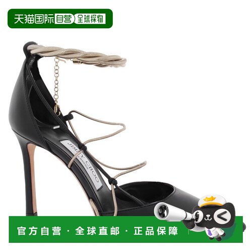自营Jimmy Choo Olesia 95毫米黑色皮革高跟鞋，品牌尺寸35 (美国