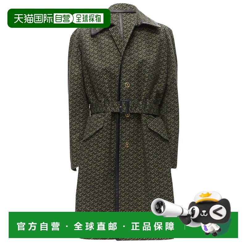 自营Versace La Greca图案皮革Medusa Mac风衣-绿色 美国奥莱直发