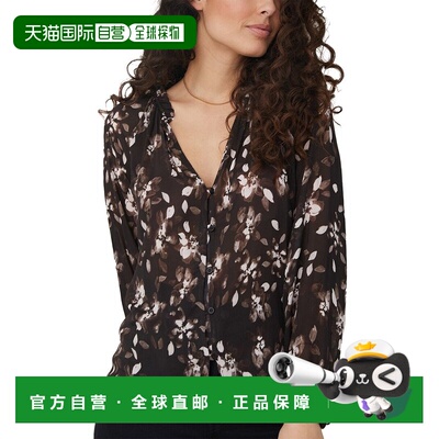 自营Bella Dahl Raglan荷叶边领罩衫-红色 美国奥莱直发