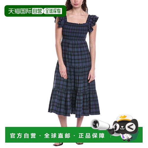 自营Sail to Sable Flutter Sleeve Smocked Midi Dress - blue