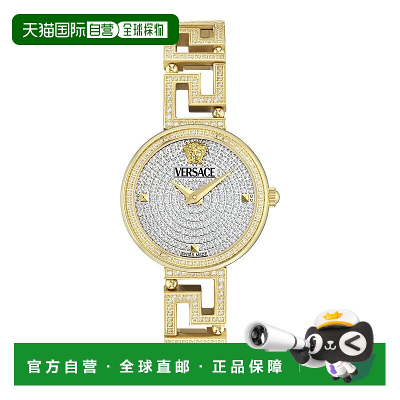 自营versaceGreca Goddess Diamond Watch - gold/gold/silver 美