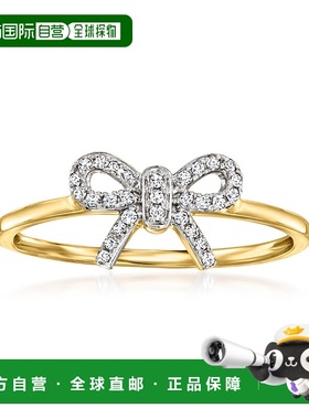 自营 RS Pure by Ross-Simons 14kt 黄金镶钻蝴蝶结戒指 - 白色