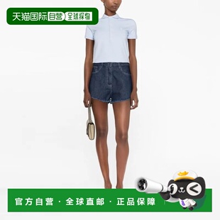 香港直邮拉夫劳伦 纯色单排扣直筒修身休闲短袖 Polo衫 女款 蓝色