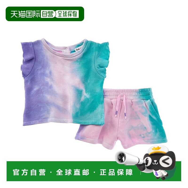 自营 splendid华丽的2件雪锥扎染上衣和短裤-蓝色 美国奥莱直发