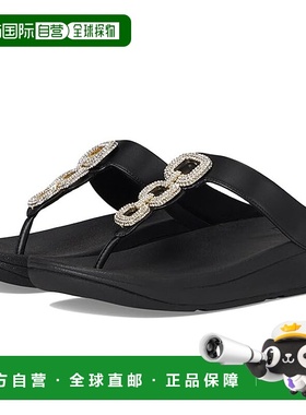1h可退 香港直邮潮奢 Fitflop 女士 Fino 水晶链皮质人字凉鞋