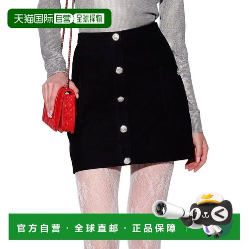 自营Walter Baker Libby Suede Skirt - black 美国奥莱直发a字裙