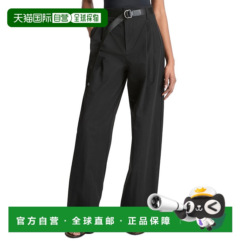 自营 Vince高腰褶皱阔腿长裤-黑色 美国奥莱直发