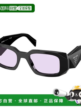 自营 prada普拉达PR 17WS 16K40J 49mm女式矩形太阳镜-黑色 美国