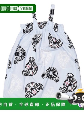 自营 Burberry Kids Thomas Bear棉质烟熏连衣裙-淡蓝色ip pat 美