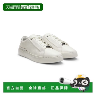 自营bossGary trainers in grained leather - white 美国奥莱直
