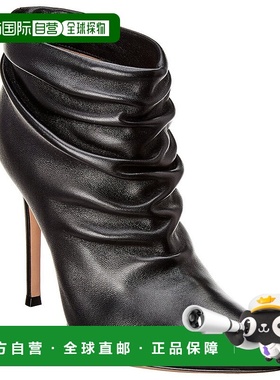 自营 Gianvito Rossi Cyril 105皮革短靴-黑色高跟 美国奥莱直发
