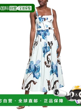 自营Nicholas Lidia Linen Blend-Midi Dress - white 【美国奥莱