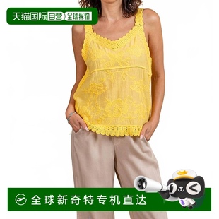 直发 自营 paparazzi黄色刺绣梭织背心钩针装 饰背心 美国奥莱