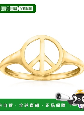 自营 Ross-Simons 14kt 黄金和平标志戒指 - 黄色 美国奥莱直发
