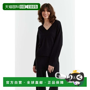 自营chinti & parker黑色羊毛羊绒V领毛衣-黑色 美国奥莱直发