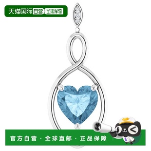 毫米蓝色托帕石女士心形吊坠 毫米高 14k 金项链 pompeii39