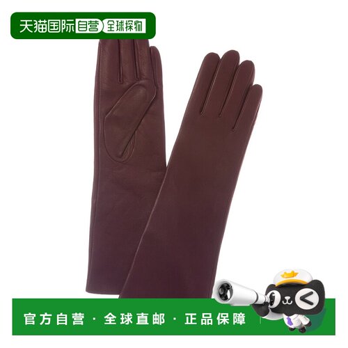 自营sofiacashmereSofiaacashmere中长款羊绒-laid纳帕皮革手套-