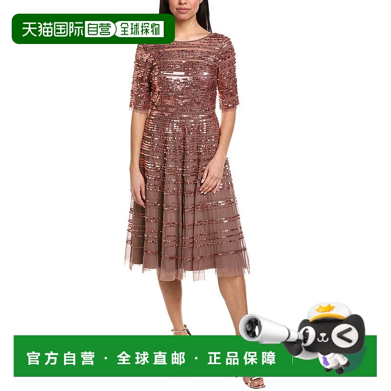 自营Johnny Was Sequin Mesh Midi Dress - brown 美国奥莱直发