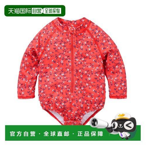 自营Janie and Jack再生碎花护乳泳衣-红色 美国奥莱直发
