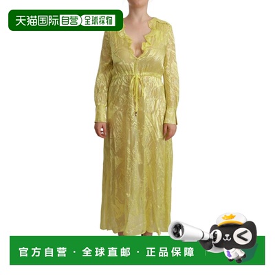 自营Patrizia Pepe Silk Long Sleeves Plunging Maxi Women's Dr