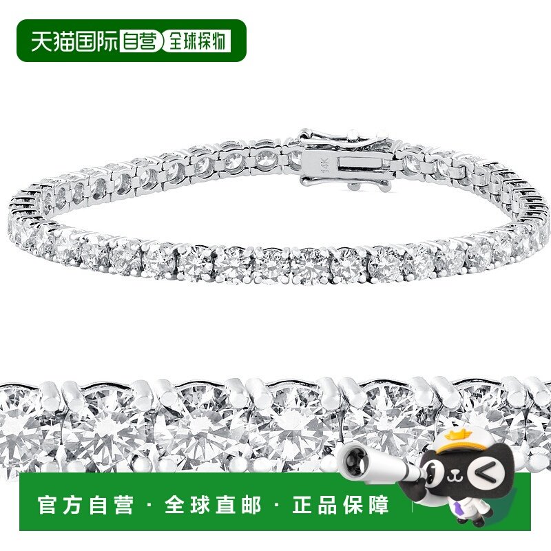 自营 pompeii310 克拉钻石网球手链 14k 白金 7 英寸双锁扣 - 14k