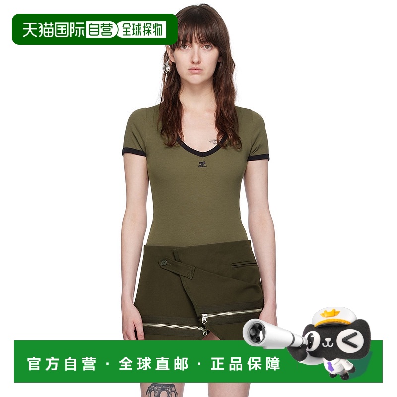 1h可退 香港直邮潮奢 Courreges 女士 绿色低领连体衣 224JBD067J