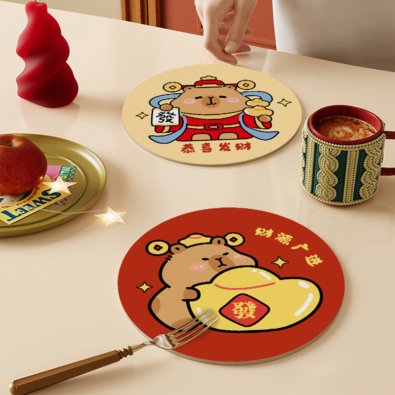 新年卡皮巴拉餐桌隔热垫子防烫杯垫软硅藻泥吸水加厚餐垫锅垫碗垫,居家布艺,餐垫,淘宝优惠券,粉丝福利购,淘宝优惠卷