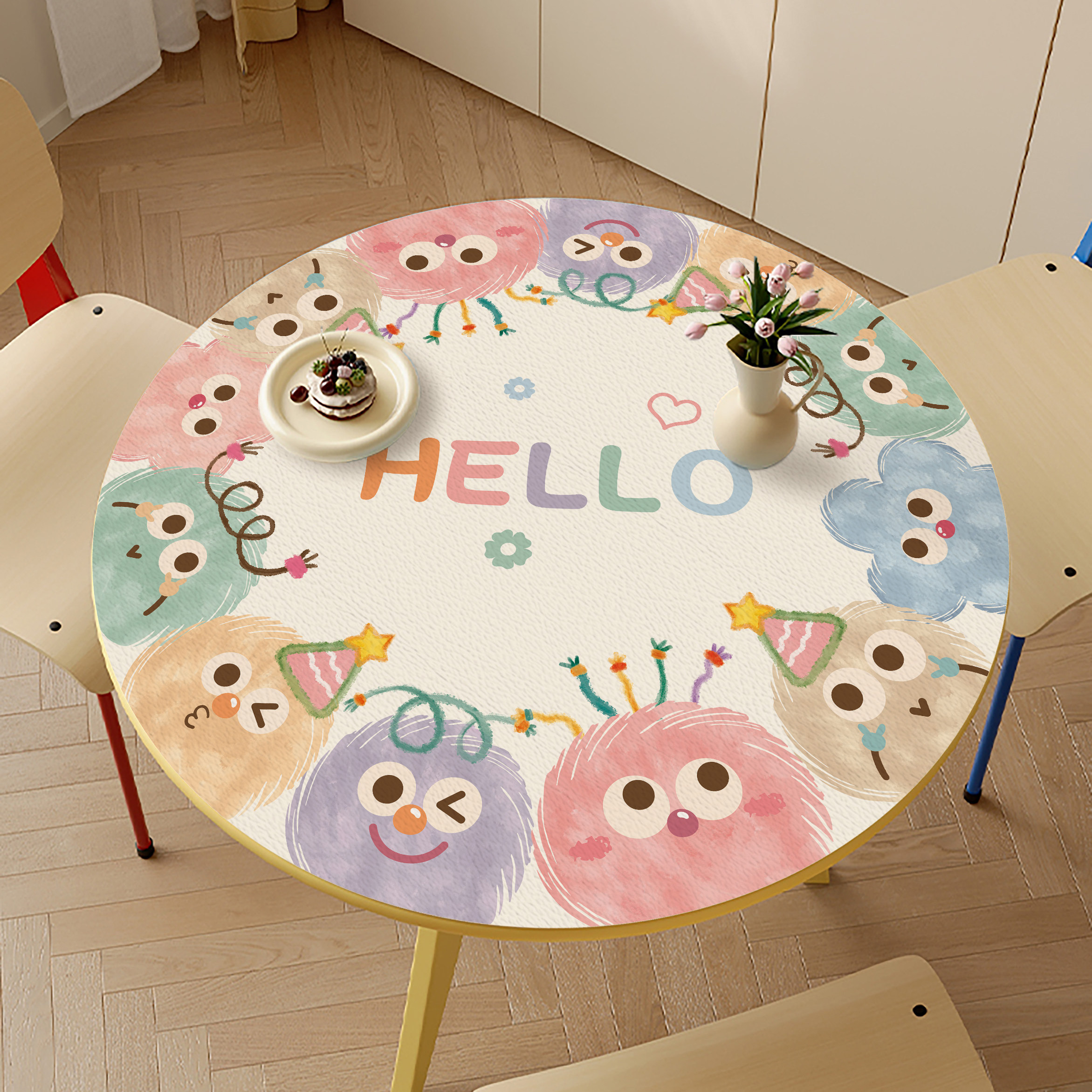 卡通圆形桌垫防水防油免洗餐桌圆桌桌布pvc防烫隔热垫桌面保护垫,居家布艺,桌布,淘宝优惠券,粉丝福利购,淘宝优惠卷