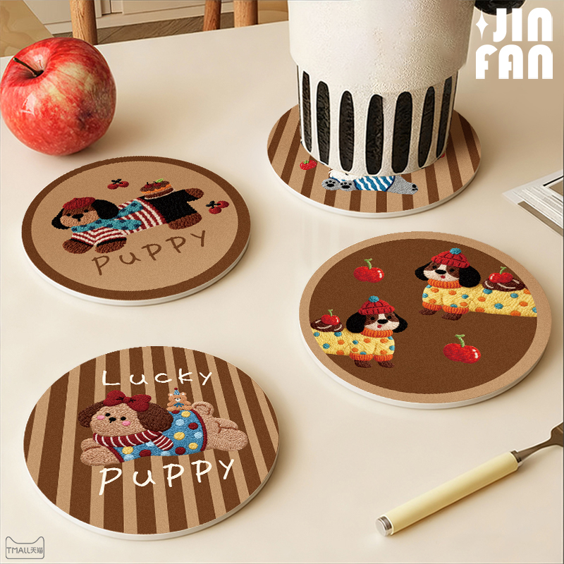 可爱圆形杯垫餐桌隔热垫耐高温