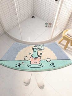 弧形冲凉猪猪吸水地垫卫生间浴室门口脚垫淋浴房防滑垫子家用门垫