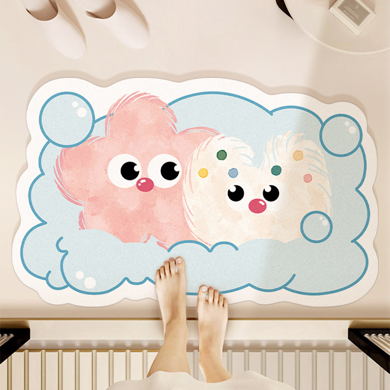 卡通软硅藻泥浴室吸水地垫家用门口卫生间脚垫厕所洗手台防滑地毯,居家布艺,家用脚垫,淘宝优惠券,粉丝福利购,淘宝优惠卷