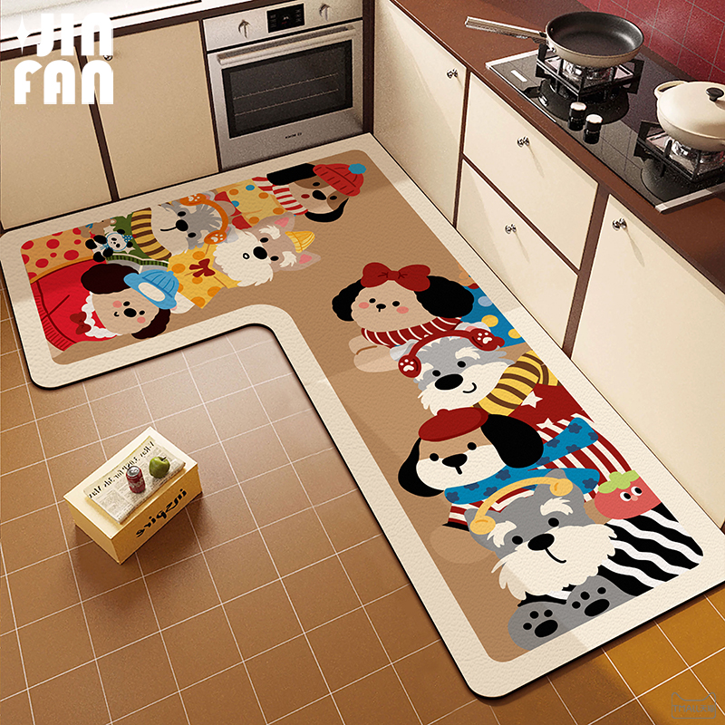 卡通厨房地垫L型硅藻泥吸水垫