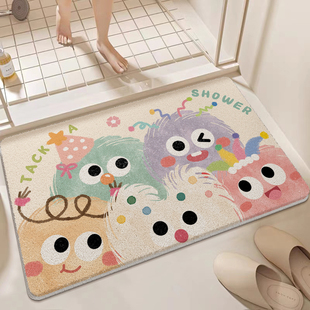 卡通浴室吸水地垫卫生间厕所卧室门口防滑脚垫加厚羊羔绒趣味地毯
