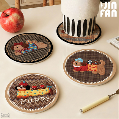 可爱圆形杯垫餐桌隔热垫耐高温