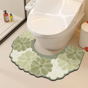 卫生间浴室防溅尿吸水速干地垫厕所马桶u型脚垫软硅藻泥防滑地毯