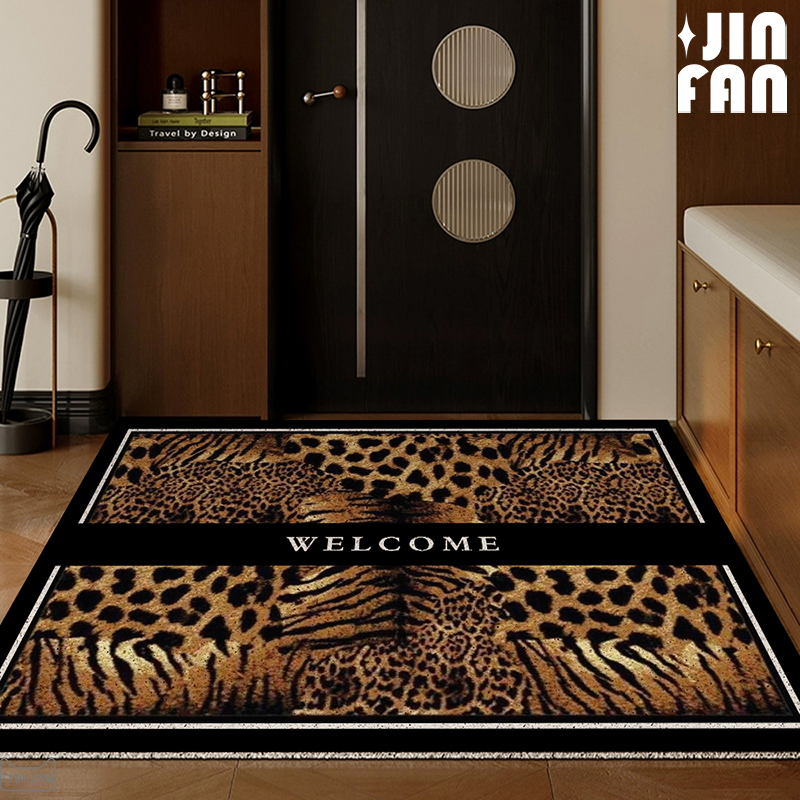 入户门丝圈地垫进门大门口地毯豹纹防滑脚垫可裁剪欧式玄关蹭土垫
