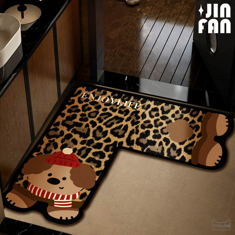 硅藻泥L型浴室吸水地垫门口脚垫