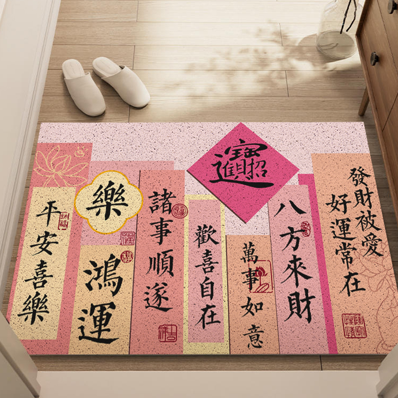 丝圈简约现代风彩签文字入户门