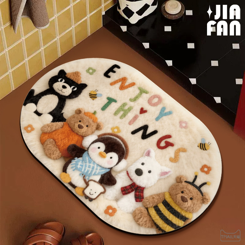 浴室吸水地垫卫生间厕所门口防滑脚垫仿毛绒硅藻泥速干软垫子新款