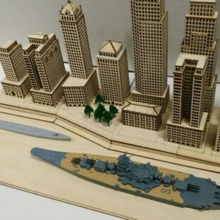 CY701 1/700纽约港 军舰军港场景 简易军港场景套材DIY 木质