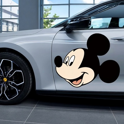 卡通米奇汽车电动贴门窗玻璃贴纸