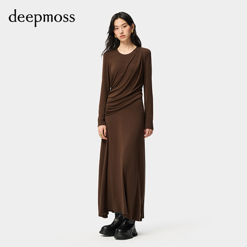 deepmoss斜裁堆叠针织连衣裙