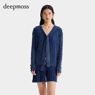 潮流女裝 deepmoss 2025新款 氣質丹寧感針織水手領開衫 時尚