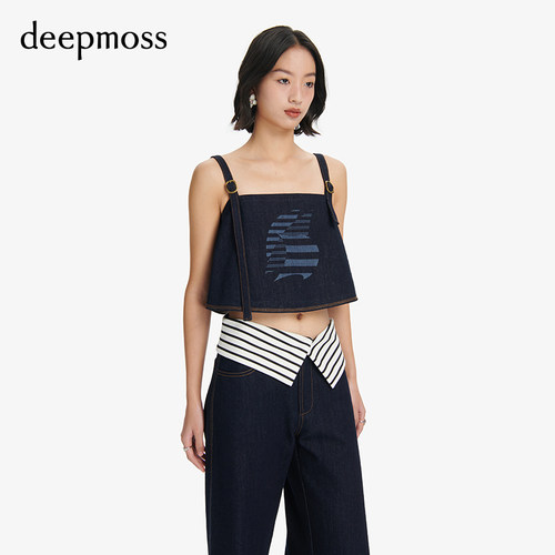 deepmoss抹胸船帆牛仔吊带上衣