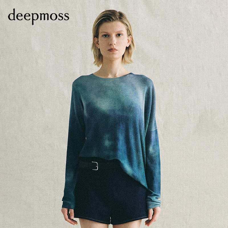 【deepmoss】2026春夏新款蓝色时分松林光晕羊毛罩衫