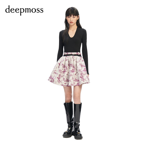 deepmoss提花芭蕾舞裙A字连衣裙